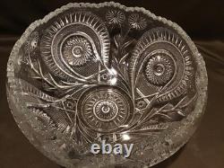 Vintage LE Smith Pinwheel & Stars Slewed Horseshoe Punch Bowl Set 10 Cups