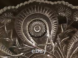 Vintage LE Smith Pinwheel & Stars Slewed Horseshoe Punch Bowl Set 10 Cups