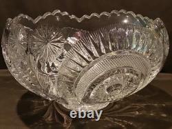 Vintage LE Smith Pinwheel & Stars Slewed Horseshoe Punch Bowl Set 10 Cups