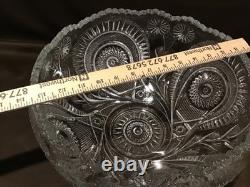 Vintage LE Smith Pinwheel & Stars Slewed Horseshoe Punch Bowl Set 10 Cups