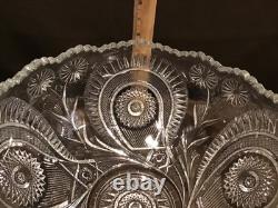 Vintage LE Smith Pinwheel & Stars Slewed Horseshoe Punch Bowl Set 10 Cups