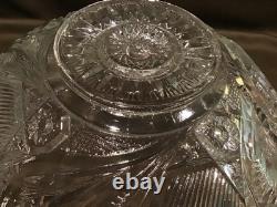 Vintage LE Smith Pinwheel & Stars Slewed Horseshoe Punch Bowl Set 10 Cups