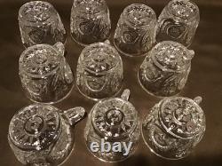 Vintage LE Smith Pinwheel & Stars Slewed Horseshoe Punch Bowl Set 10 Cups