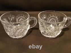 Vintage LE Smith Pinwheel & Stars Slewed Horseshoe Punch Bowl Set 10 Cups