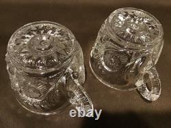 Vintage LE Smith Pinwheel & Stars Slewed Horseshoe Punch Bowl Set 10 Cups