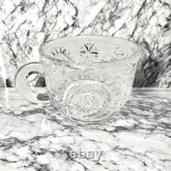 Vintage LE Smith Pinwheel & Stars Slewed Horseshoe Punch Bowl Set 12 Cups