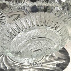 Vintage LE Smith Pinwheel & Stars Slewed Horseshoe Punch Bowl Set 12 Cups