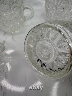 Vintage LE Smith Pinwheel & Stars Slewed Horseshoe Punch Bowl Set 12 Cups 12
