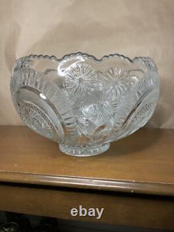 Vintage LE Smith Pinwheel and Stars Punch Bowl 17 Cups (5 Cut Handles)