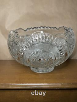 Vintage LE Smith Pinwheel and Stars Punch Bowl 17 Cups (5 Cut Handles)