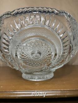 Vintage LE Smith Pinwheel and Stars Punch Bowl 17 Cups (5 Cut Handles)