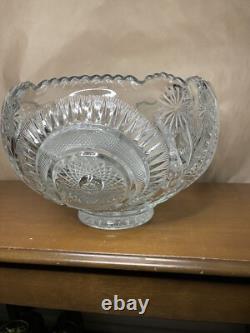 Vintage LE Smith Pinwheel and Stars Punch Bowl 17 Cups (5 Cut Handles)