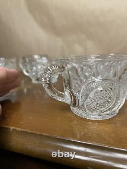 Vintage LE Smith Pinwheel and Stars Punch Bowl 17 Cups (5 Cut Handles)