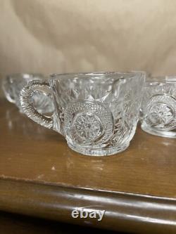 Vintage LE Smith Pinwheel and Stars Punch Bowl 17 Cups (5 Cut Handles)