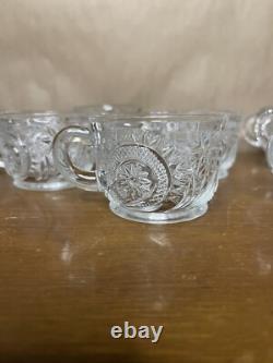 Vintage LE Smith Pinwheel and Stars Punch Bowl 17 Cups (5 Cut Handles)