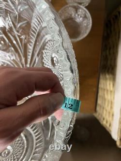 Vintage LE Smith Pinwheel and Stars Punch Bowl 17 Cups (5 Cut Handles)