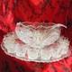 Vintage LE Smith Pinwheels & Stars Press Cut Glass Punch Bowl Set with 24 Cups