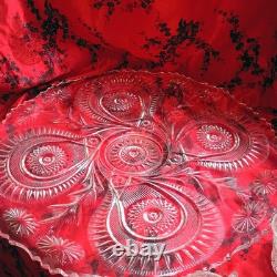 Vintage LE Smith Pinwheels & Stars Press Cut Glass Punch Bowl Set with 24 Cups