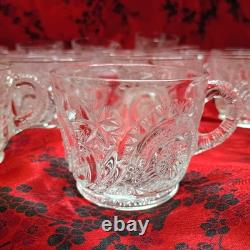 Vintage LE Smith Pinwheels & Stars Press Cut Glass Punch Bowl Set with 24 Cups