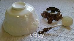 Vintage Lancaster Colony Harvest Grape Milk Glass Punch Bowl Brass Stand Ladle