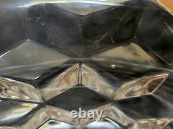 Vintage Large 18 Fostoria American Glass Cube Punch Bowl & Pedestal