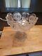 Vintage Large Cambridge Glass Punch Bowl With Stand And Silver Plated Ladle