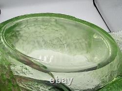 Vintage Large Cambridge Green Uranium Glass Swan Punch/Candy Bowl 9x6x7tall