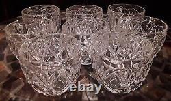Vintage Large Cut Crystal Punch Bowl Set 10-Pieces 1 Bowl, 1 Top, 8 Cups/Glasses