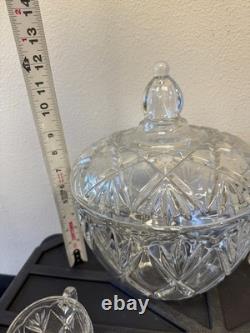 Vintage Large Cut Crystal Punch Bowl Set 9-Pieces 1 Bowl, 1 Top, 7 Cups/Glasses