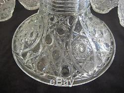 Vintage Large Cut Glass Punch Bowl Set (Bowl, Stand, 12 Cups), 16 1/2 D X 14 T