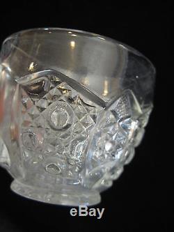 Vintage Large Glass Punch Bowl Set (Bowl, Stand, 12 Cups), 16 1/2 D X 14 T