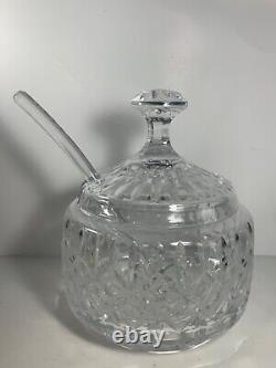 Vintage Large Gorgeous Crystal Punch Bowl with Lid & Ladle 10.5 in. Heavy