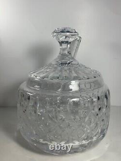 Vintage Large Gorgeous Crystal Punch Bowl with Lid & Ladle 10.5 in. Heavy