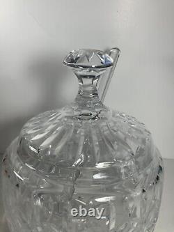 Vintage Large Gorgeous Crystal Punch Bowl with Lid & Ladle 10.5 in. Heavy