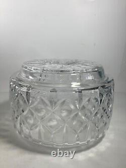 Vintage Large Gorgeous Crystal Punch Bowl with Lid & Ladle 10.5 in. Heavy