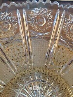 Vintage Lead Crystal Punch Bowl Stunning Saw-Tooth Large