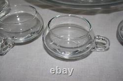 Vintage Libbey Moderno Punch Bowl 14pc Set withLadle Hand Blown Glass MCM