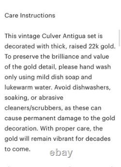 Vintage MCM Art Deco Retro Culver Gilt Decorated Punch Bowl Set 12 Cups Ladle