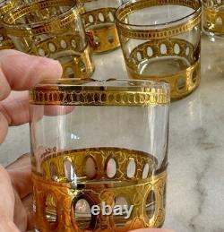Vintage MCM Art Deco Retro Culver Gilt Decorated Punch Bowl Set 12 Cups Ladle