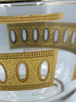 Vintage MCM Art Deco Retro Culver Gilt Decorated Punch Bowl Set Dozen Cups (12)