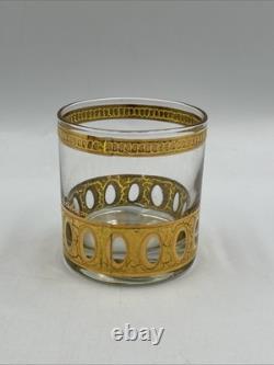 Vintage MCM Art Deco Retro Culver Gilt Decorated Punch Bowl Set Dozen Cups (12)