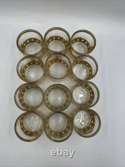 Vintage MCM Art Deco Retro Culver Gilt Decorated Punch Bowl Set Dozen Cups (12)
