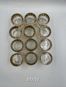 Vintage MCM Art Deco Retro Culver Gilt Decorated Punch Bowl Set Dozen Cups (12)