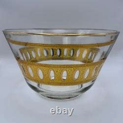 Vintage MCM Culver Antigua 22K Gold Glass Punch Bowl Mid Century Modern