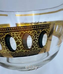 Vintage MCM Culver Antigua 22K Gold Glass Punch Bowl Mid Century Modern