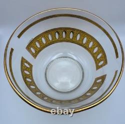 Vintage MCM Culver Antigua 22K Gold Glass Punch Bowl Mid Century Modern