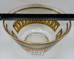 Vintage MCM Culver Antigua 22K Gold Glass Punch Bowl Mid Century Modern