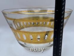 Vintage MCM Culver Antigua 22K Gold Glass Punch Bowl Mid Century Modern