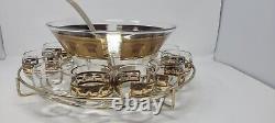 Vintage MCM Culver Festival Roly-Poly Punch Bowl Set With Ladle
