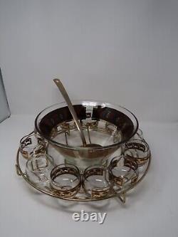Vintage MCM Culver Festival Roly-Poly Punch Bowl Set With Ladle